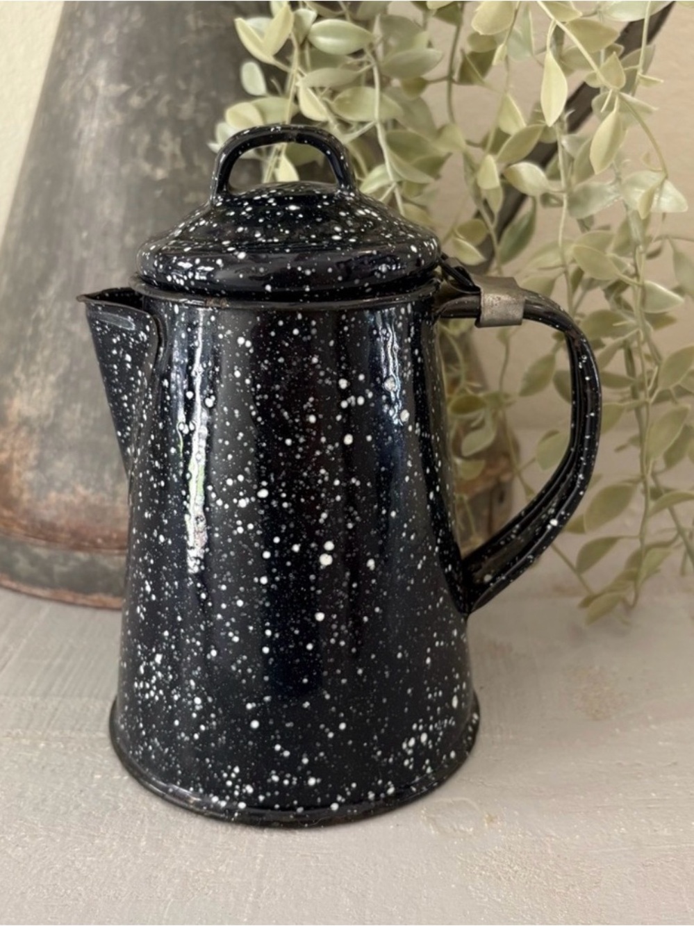 Vintage Paula Deen Speckled Enamelware Coffee Pots Farmhouse Cottagecore Decor - Picture 5 of 10